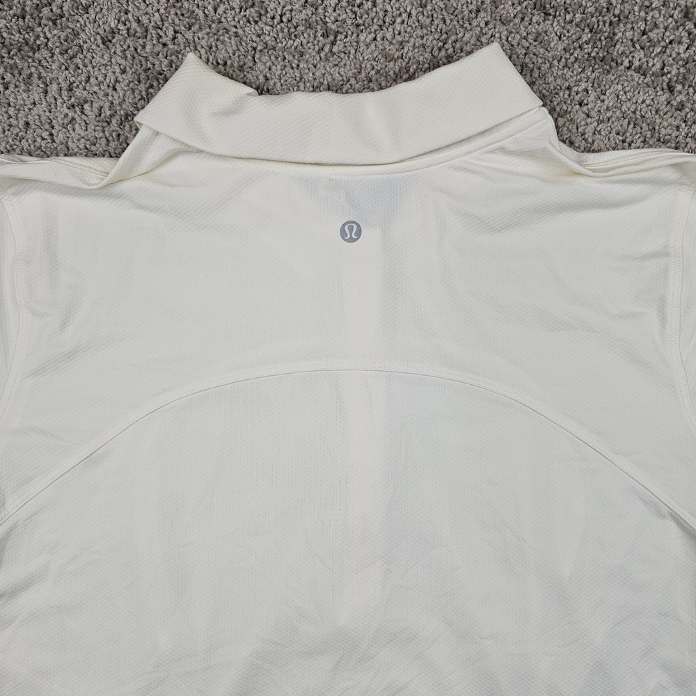 Lululemon Quick Drying Short Sleeve Polo Shirt Womens 16 White/Ivory W3EZTS - Picture 6 of 7